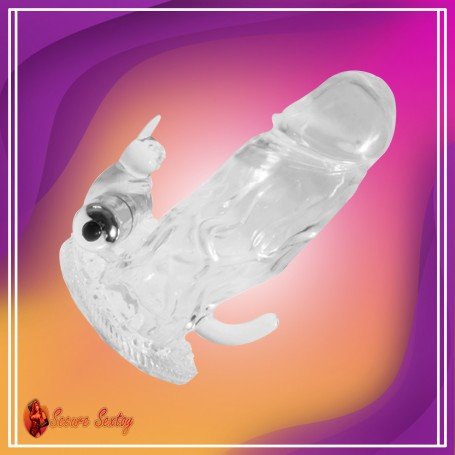 TRIPLE PLEASURE VIBRATING RABBIT PENIS SLEEVE PES-028