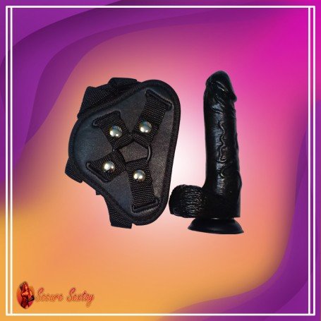 Strap On Dildo Harness with Big Black Dildo Vibrator SO-027