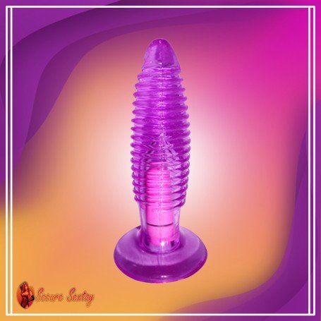 Purple Jelly Anal Vibrating Butt Plug With Suction Cup AD-024
