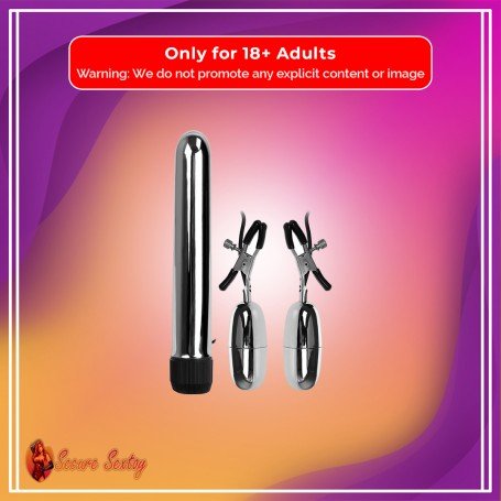 Fun Vibrator and Nipple Clamp Fiery Combo FV-018